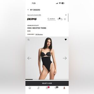 SKIMS Seamless Sculpt Black Thong + BAG